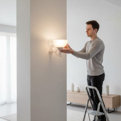 Plafoniera Lampada da parete Appliques Stile Lampadario Lampade da parete Vetro bianche