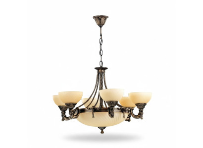 Lampadario moderno a sospensione in vetro beige.