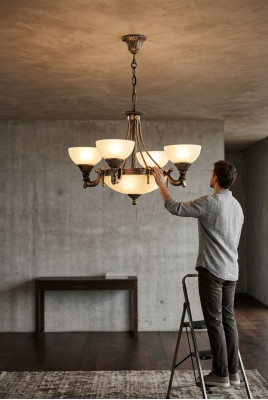 Lampadario a soffitto moderno in vetro beige.