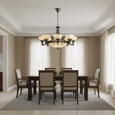 Lampadario a soffitto in vetro beige nuovo