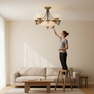 Lampada da soffitto beige, lampadario a pendente in cristallo oro, lampadario in vetro di cristallo sfarzoso.