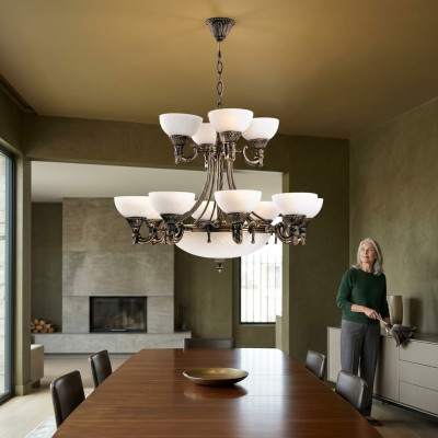 Lampada a soffitto Lampadario Lampadario Lampadario in vetro bianco Stile antico