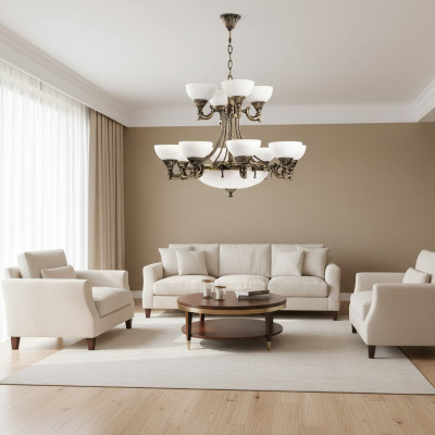 Lampada a soffitto Lampadario Lampadario Lampadario in vetro bianco Stile antico