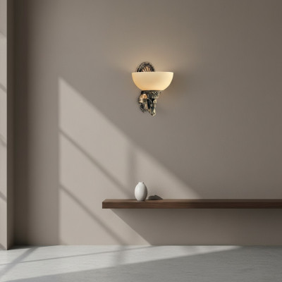Lampada da parete Applique da parete Applique Lampadario Parete Lampada Beige Vetro Oro