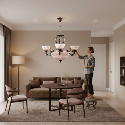 Lampadario a soffitto Lustro Lampadario Lampadario Vetro Marrone Oro