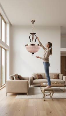 Lampadario a soffitto in oro con vetro marrone.