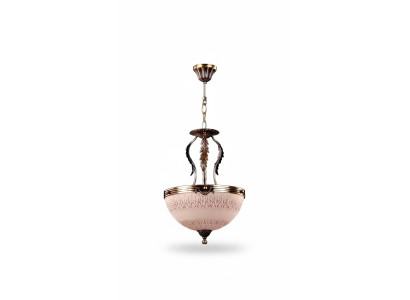Lampadario a soffitto in oro con vetro marrone.