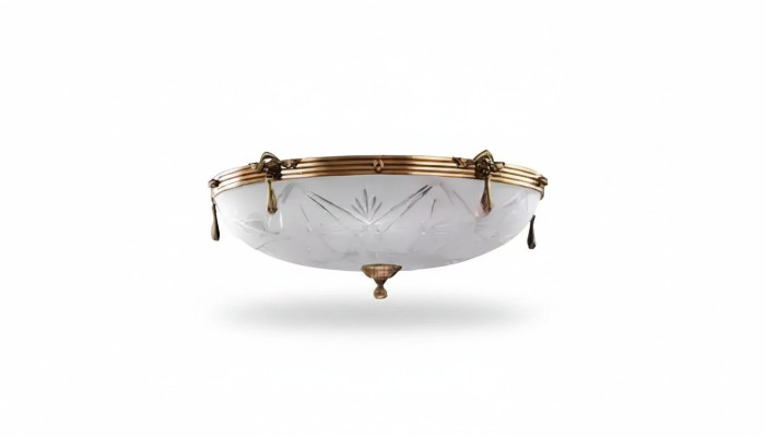 Lampadario a soffitto grigio in vetro dorato con lampadario a soffitto.