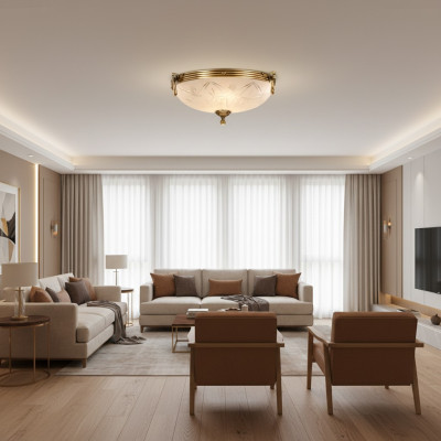 Lampadario grigio a soffitto con lampadario a soffitto in vetro e oro.