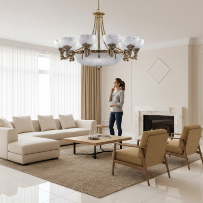 Lampadario lustro lampada a soffitto lampadario lampada vetro oro grigio