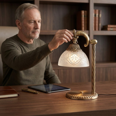 Lampada da tavolo Lampada da tavolo Lampada Illuminazione Oro Lampade Vetro Oro Grigio Arte