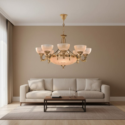 Lampadario con lampadario a soffitto Luce a soffitto Lampadario Lampadario in vetro Oro Beige