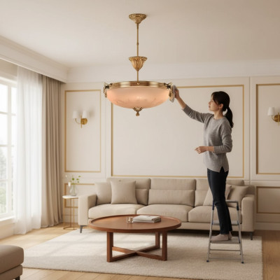 Lampadario Lampada a soffitto Lampadario Lampadario Lampada Vetro Oro Beige