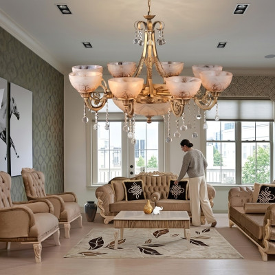 Lampadario di lusso lampada a soffitto lampadario lampada vetro oro