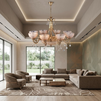 Lampadario di lusso lampada a soffitto lampadario lampada vetro oro