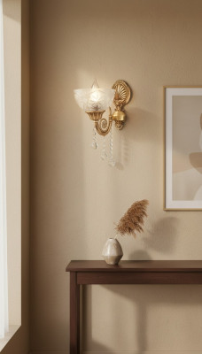 Lampada da parete Applique dorate Lampada a muro Lampade grigie in vetro
