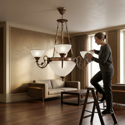 Lampada a soffitto Lampadario Lampadario Lampada Lüster Vetro Bianco