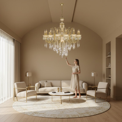 Lustro lussuoso lampadario soffitto lampadario lampada luster oro lampadario a cristalli