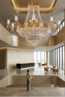Lampadario a soffitto di lusso lampadario lampada a soffitto Luster oro cristallo lampada
