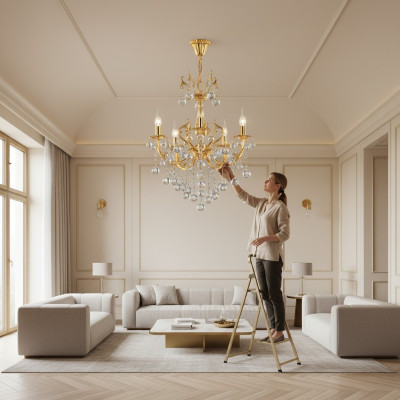 Lampadario lampadario soffitto lampada a soffitto di lusso lussuoso lampadario oro cristallo