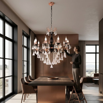 Lampadario di lusso lampadario lampada da soffitto luster nero cristallo