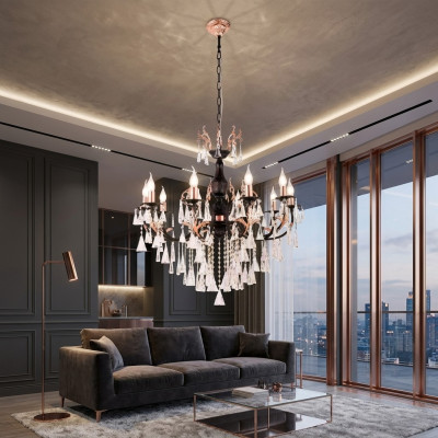 Lampadario di lusso lampadario lampada da soffitto luster nero cristallo