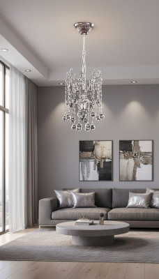 Lampadario di lusso lampadario lampada a soffitto candelabro argento cristallo