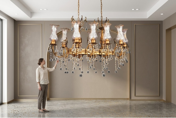 Lampadario lampadario lussuoso lampada a soffitto lustro oro cristallo