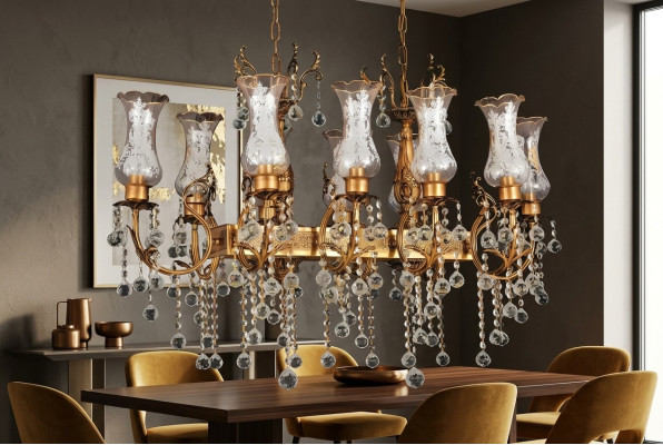 Lampadario lampadario lussuoso lampada a soffitto lustro oro cristallo