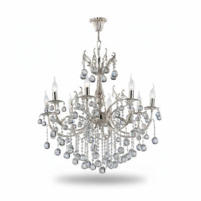 Lampadario di lusso in argento, lampadario, lampadario a soffitto, lampadario a lampadario in cristallo