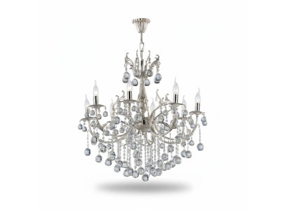 Lampadario di lusso in argento, lampadario, lampadario a soffitto, lampadario a lampadario in cristallo
