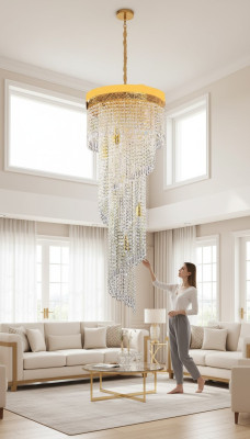Lampadario lampadario da soffitto di lusso in oro lampada a soffitto lampadario di cristallo stile a lustro