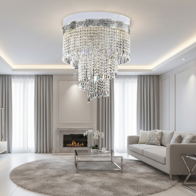 Lampadario a soffitto a candeliere di cristallo argento 40x70