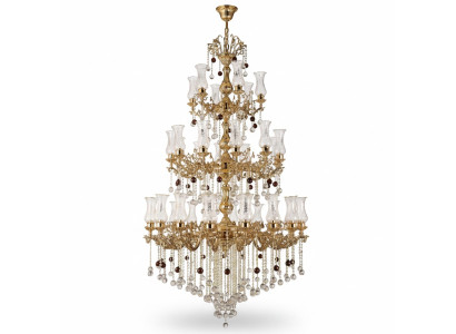 Lampadario a soffitto di lusso in oro, lampadario in cristallo, 130x280cm.