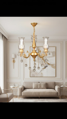 Lampadario a soffitto lampadario dorato Lampada a soffitto candelabro cristallo lume