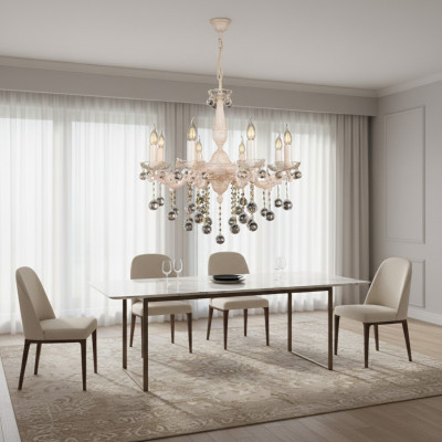 Lustro Lampadario Lampadario Beige Lampada da soffitto Cristallo Lampada