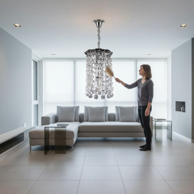 Lampadario Lampadario soffitto Argento Lampada a soffitto Lustro Lampada in cristallo