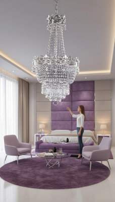 Lampadario Lampadario soffitto Argento Plafoniera Lampadario di cristallo A sospensione