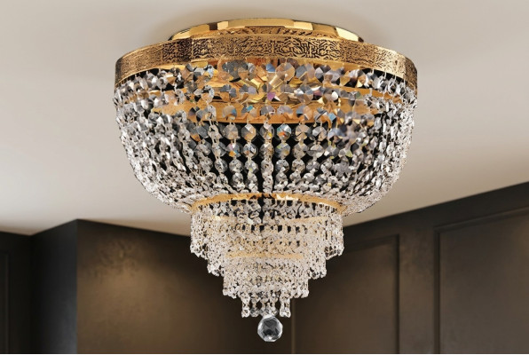 Lustro lampadario a soffitto di lusso in oro lampadario cristallo arte.