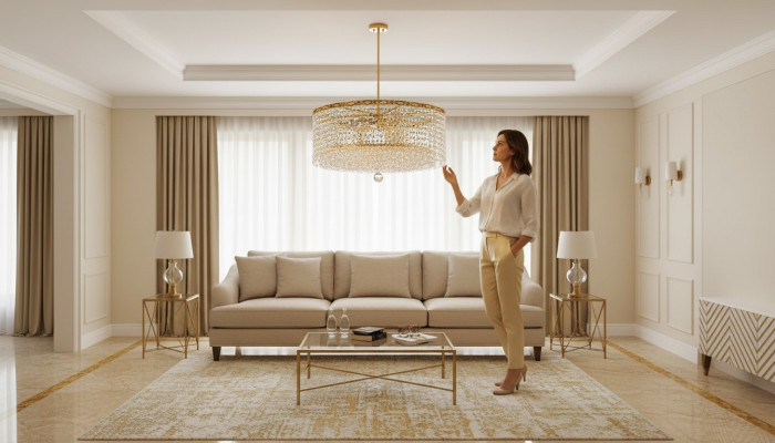 Lustro lampadario soffitto lusso oro candelabro lampada soffitto tonda cristallo arte.