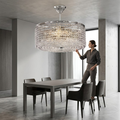 Lampada da soffitto rotonda Lampadario di lusso Argento Lampadario Lampadario di cristallo