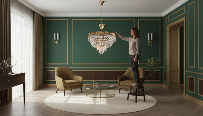 Lustro lampadario a soffitto di lusso in oro lampadario lampadario a soffitto a cristalli d'arte