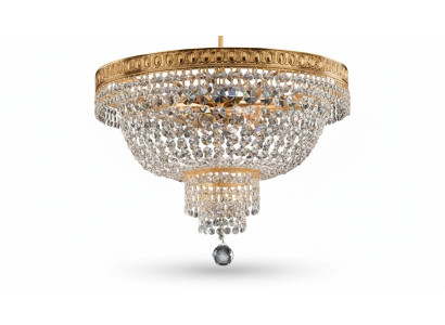 Lampadario a soffitto lussuoso in oro, lampadario a candeliere con cristalli.