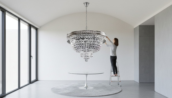 Lampada a soffitto rotonda Lampadario a soffitto in cristallo di lusso Argento Lampadario a sospensione a candelabro