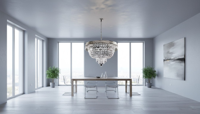 Lampada a soffitto rotonda Lampadario a soffitto in cristallo di lusso Argento Lampadario a sospensione a candelabro