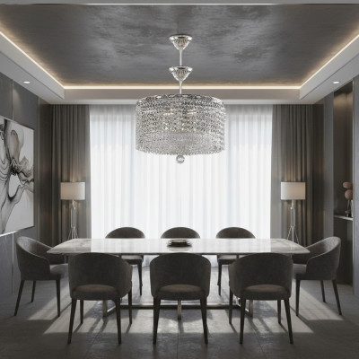 Lampada a soffitto rotonda Lampadario a soffitto in cristallo di lusso Argento Lampadario Chandelier