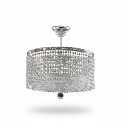 Lampada a soffitto rotonda Lampadario a soffitto in cristallo di lusso Argento Lampadario Chandelier