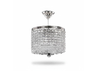 Lampadario a soffitto di lusso in oro con cristalli lussureggianti.