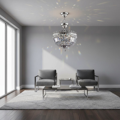 Lampadario di lusso in argento, lampadario di cristallo a soffitto.