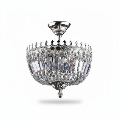 Lampadario di lusso in argento, lampadario di cristallo a soffitto.
